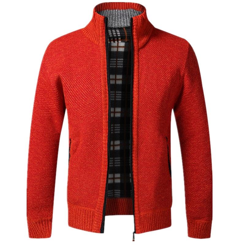 Simple Quality Autumn Winter New Men's Jacket Slim Fit Jacket Slim Fit Thick Sweaters Male Jacket Men Solid Cotton Thick Warm Sweater With Pockets Fashion Warm Cold Weather Classic Jacket