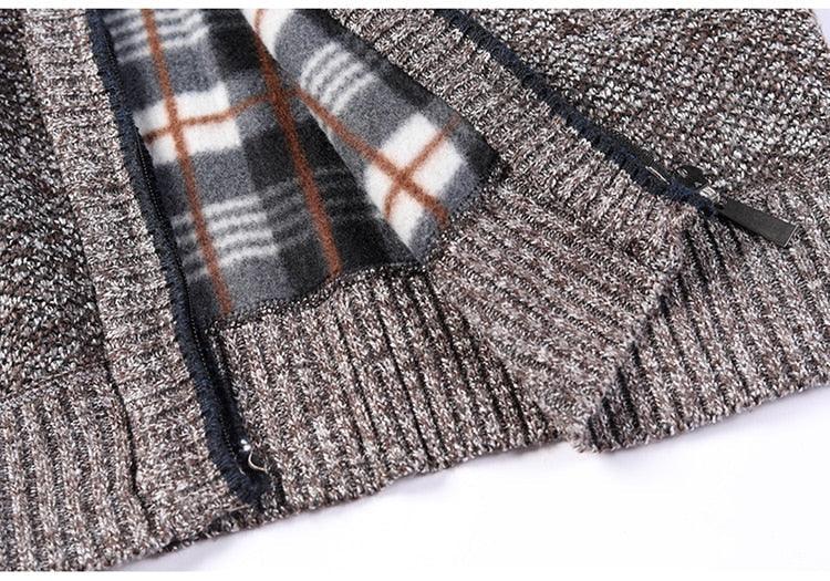 Simple Quality Autumn Winter New Men's Jacket Slim Fit Jacket Slim Fit Thick Sweaters Male Jacket Men Solid Cotton Thick Warm Sweater With Pockets Fashion Warm Cold Weather Classic Jacket