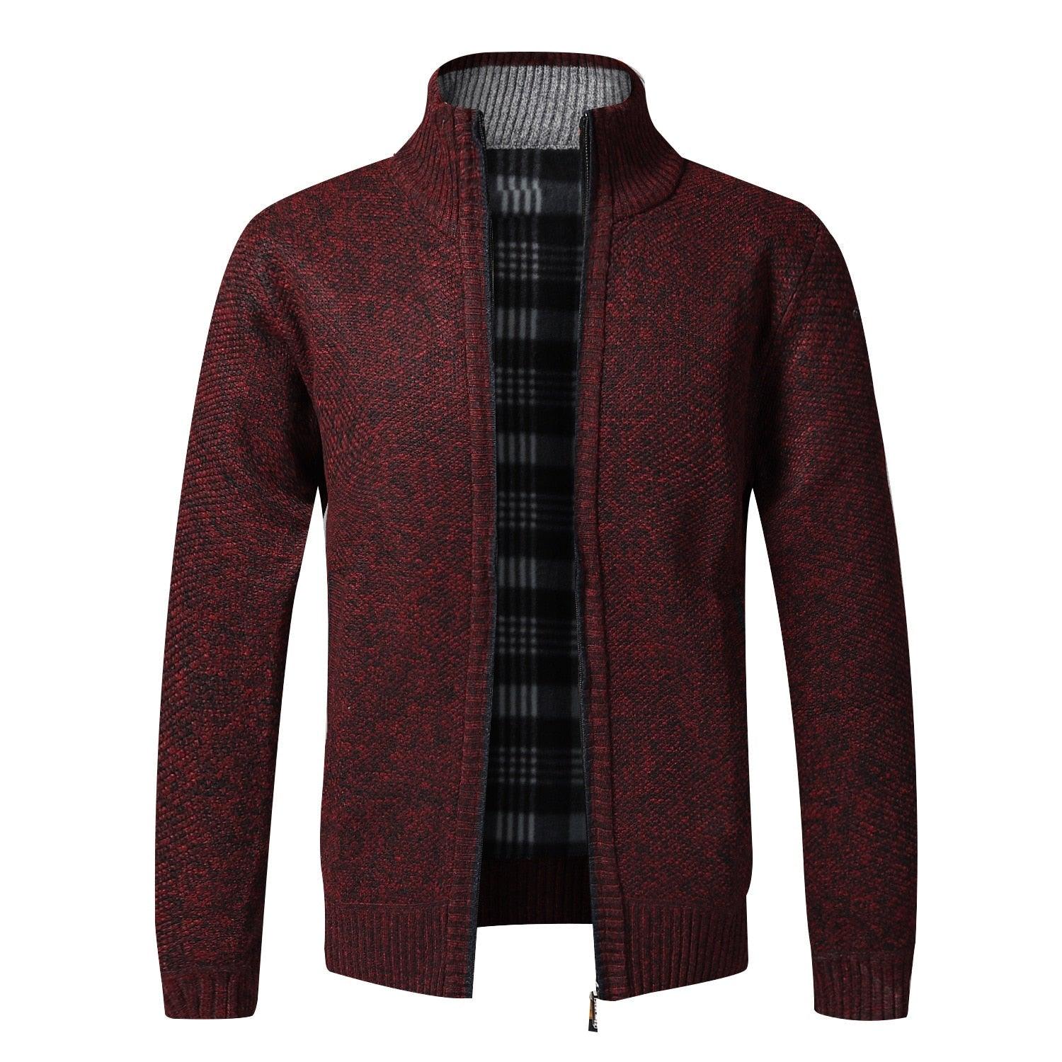 Simple Quality Autumn Winter New Men's Jacket Slim Fit Jacket Slim Fit Thick Sweaters Male Jacket Men Solid Cotton Thick Warm Sweater With Pockets Fashion Warm Cold Weather Classic Jacket