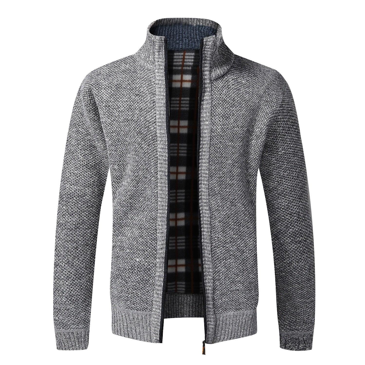 Simple Quality Autumn Winter New Men's Jacket Slim Fit Jacket Slim Fit Thick Sweaters Male Jacket Men Solid Cotton Thick Warm Sweater With Pockets Fashion Warm Cold Weather Classic Jacket