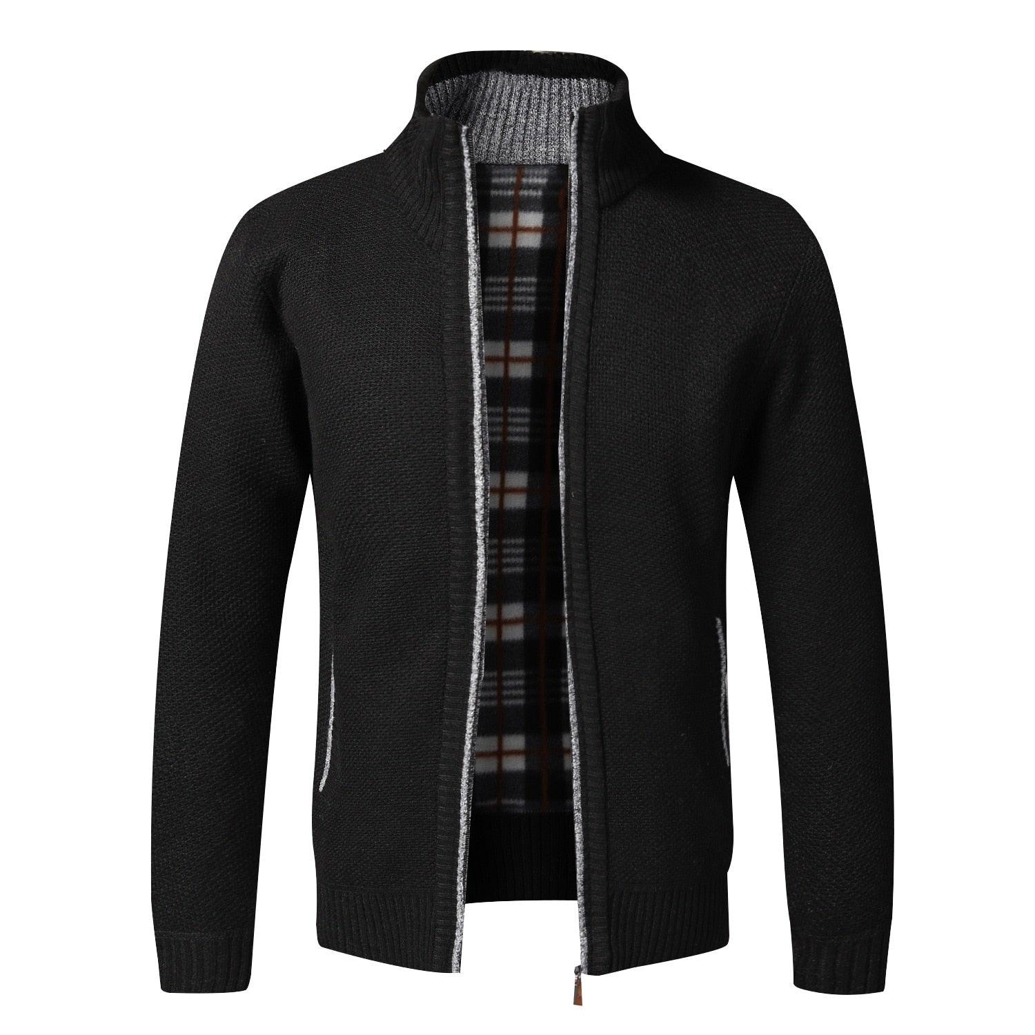 Simple Quality Autumn Winter New Men's Jacket Slim Fit Jacket Slim Fit Thick Sweaters Male Jacket Men Solid Cotton Thick Warm Sweater With Pockets Fashion Warm Cold Weather Classic Jacket