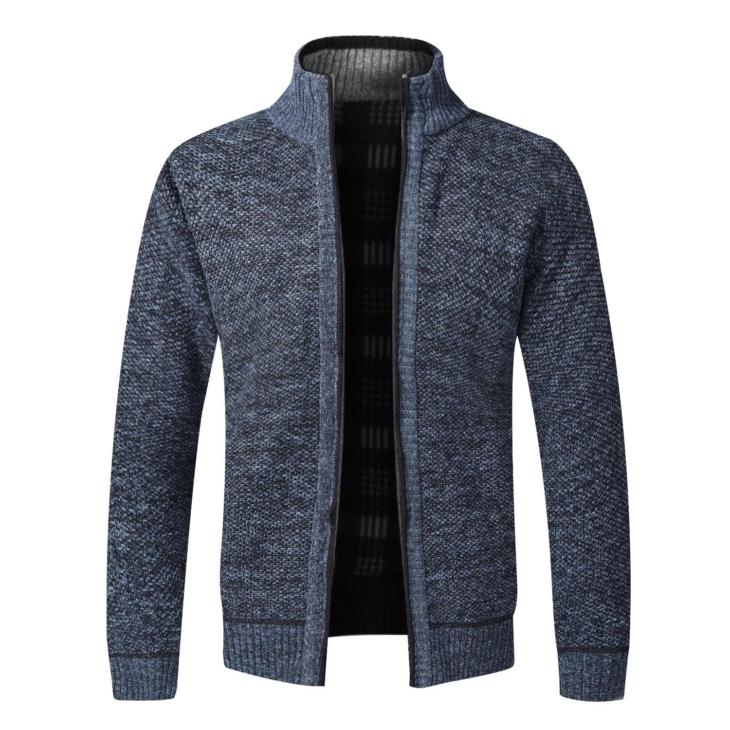 Simple Quality Autumn Winter New Men's Jacket Slim Fit Jacket Slim Fit Thick Sweaters Male Jacket Men Solid Cotton Thick Warm Sweater With Pockets Fashion Warm Cold Weather Classic Jacket
