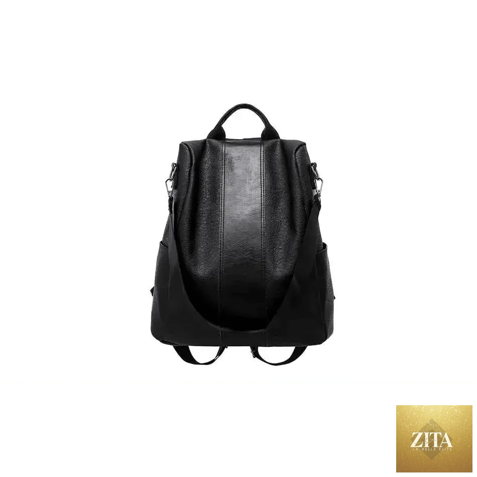 Elegant genuine leather Stevvex vintage-style anti-theft backpack for teen girls and women, perfect for school and travel.