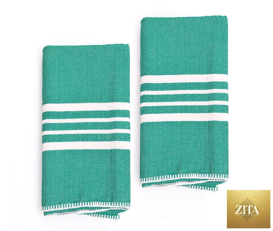 Turkish towel without fringe in a bundle from Zita La Belle Elite, featuring a soft, woven farm house design on natural fabric.