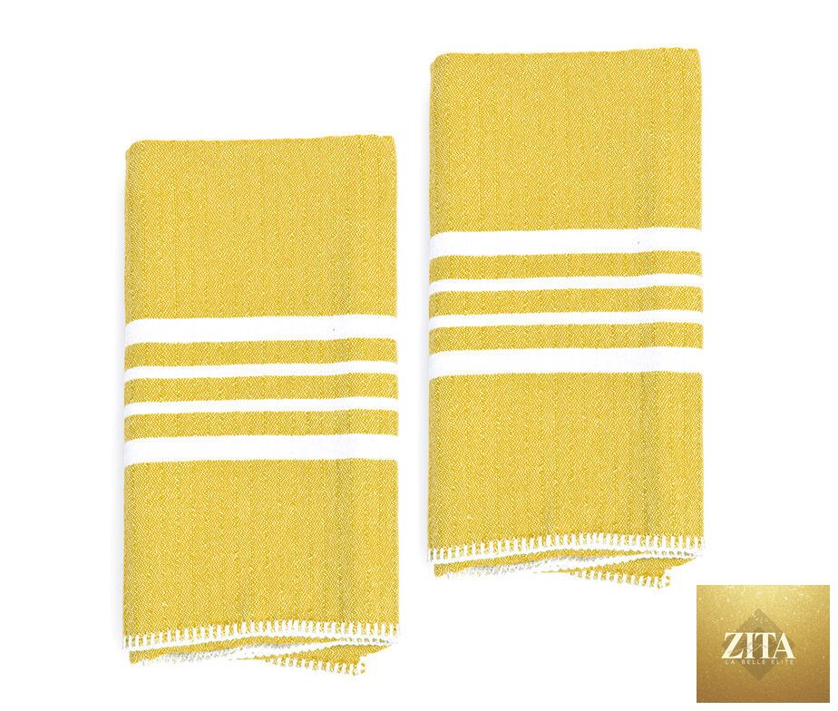 Yellow Turkish towel from Zita La Belle Elite, Farm House bundle, featuring a classic, fringeless design and soft, absorbent fabric.