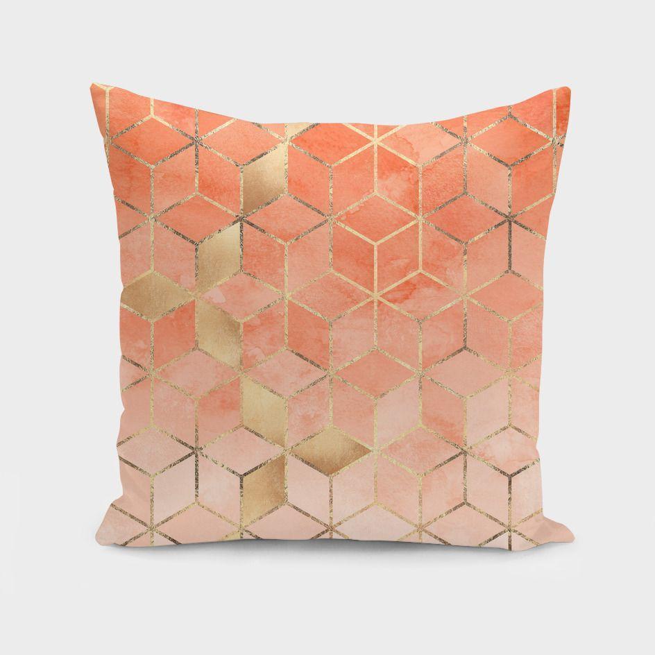 Soft Peach Gradient Cubes Cushion/Pillow Scorpius