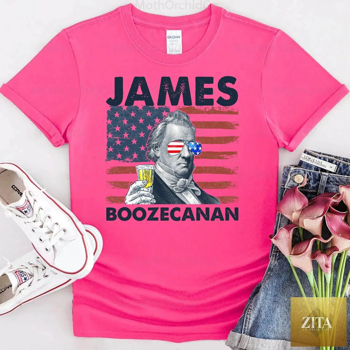 James Boozecanan 4th of July T-Shirt by Adorb Custom Tees featuring a humorous patriotic design for Independence Day celebrations.