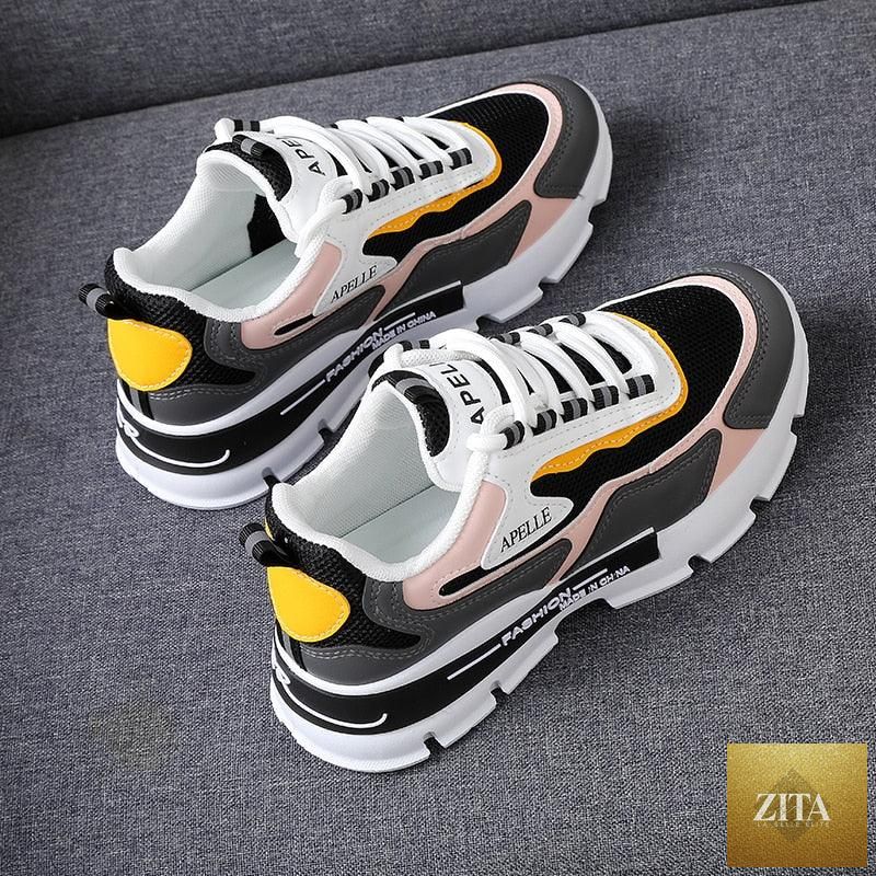 Women's Stevvex running shoes with breathable mesh, platform sole, sporty design, ideal for walking, jogging, and gym workouts.
