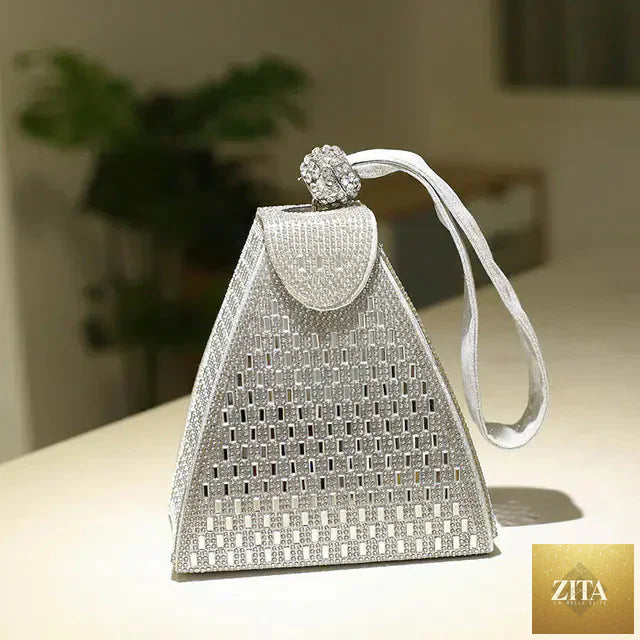 Elegant luxury diamond clutch bag for women, evening purse with sparkling embellishments from Trendy Attic Store01