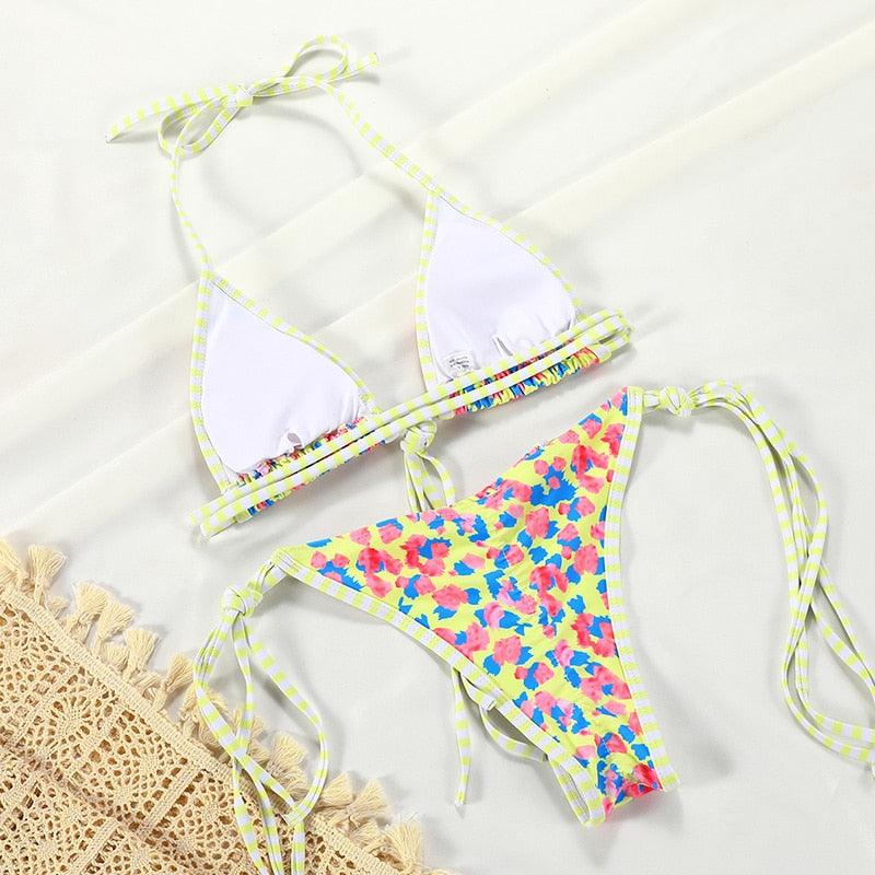 Stevvex summer luxury bikini set with ribbed fabric, triangle top, self-tie straps, and charming bottoms for women’s beach swimwear.