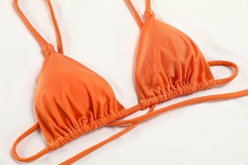 Stevvex women's summer bikini set with ribbed fabric, self-tie triangle top, charming bikini bottoms, perfect for beachwear.