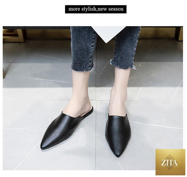 Elegant Stevvex ladies slip-on slippers with square heels, high heels, flats, and loafers, perfect for casual or summer wear.