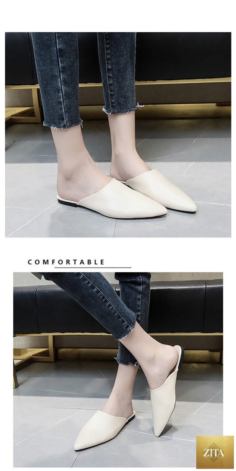 Summer elegant ladies slip-on flats and mules by Stevvex, featuring square heels, high heels, and comfortable casual loafers.