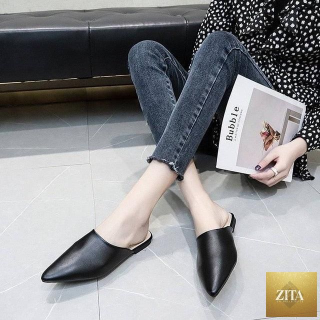 Stevvex summer women's slip-on flats featuring square heels, high heels, elastic mules, and casual loafers in neutral tones.