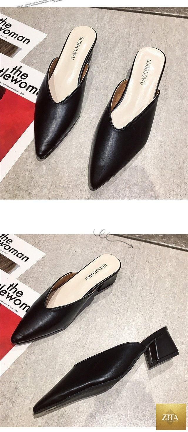 Stevvex summer elegant ladies slip-on flats with square heels, high heels, mules, and loafers, perfect for casual and comfortable wear.