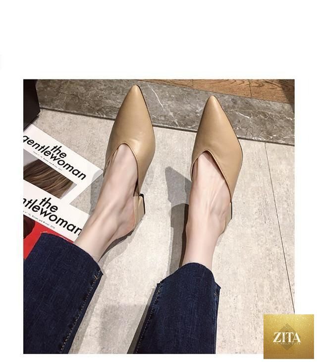 Stevvex summer elegant slip-on ladies slippers with square heels, high heels, flats, and casual mules in neutral tones.