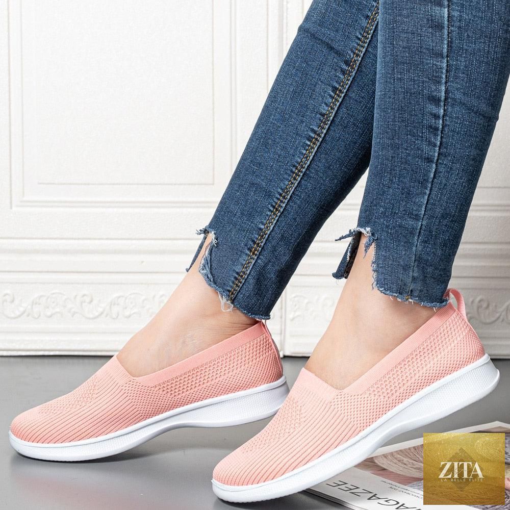 Stevvex summer knitting sock women's sneakers with breathable mesh, slip-on design, lightweight flat espadrille style for casual walking.