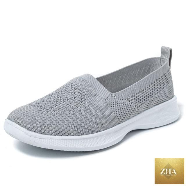 Stevvex summer knitting sock women's sneakers with breathable mesh, lightweight flat slip-on design, casual espadrille style.