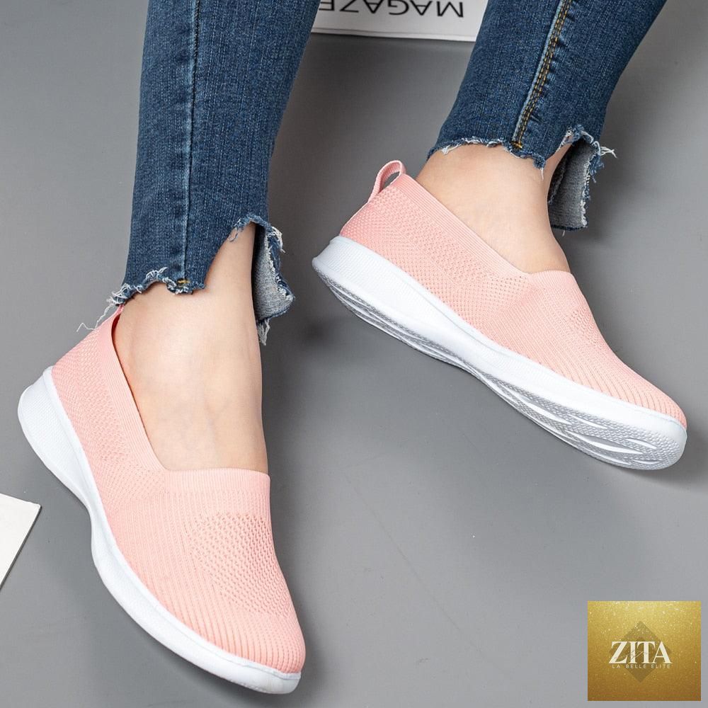 Stevvex summer knitting sock women's sneakers with breathable mesh, slip-on design, lightweight flat espadrilles for casual walking.