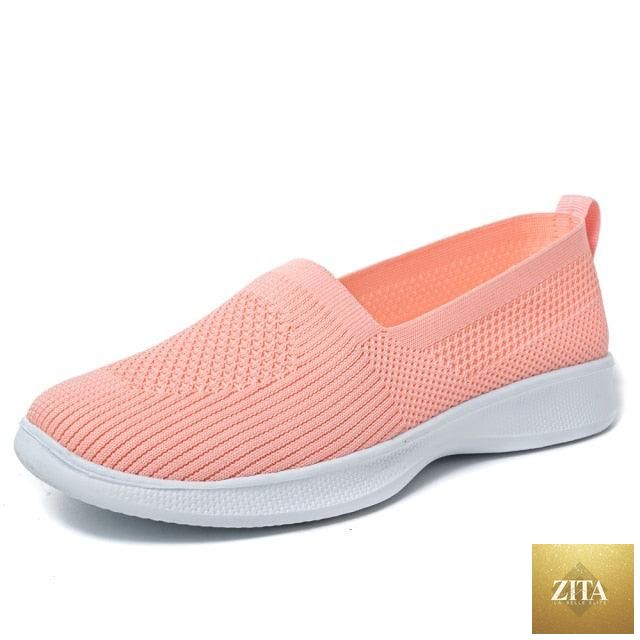 Stevvex summer knitting sock women's sneakers with slip-on design, lightweight breathable mesh, flat platform, casual espadrille style.
