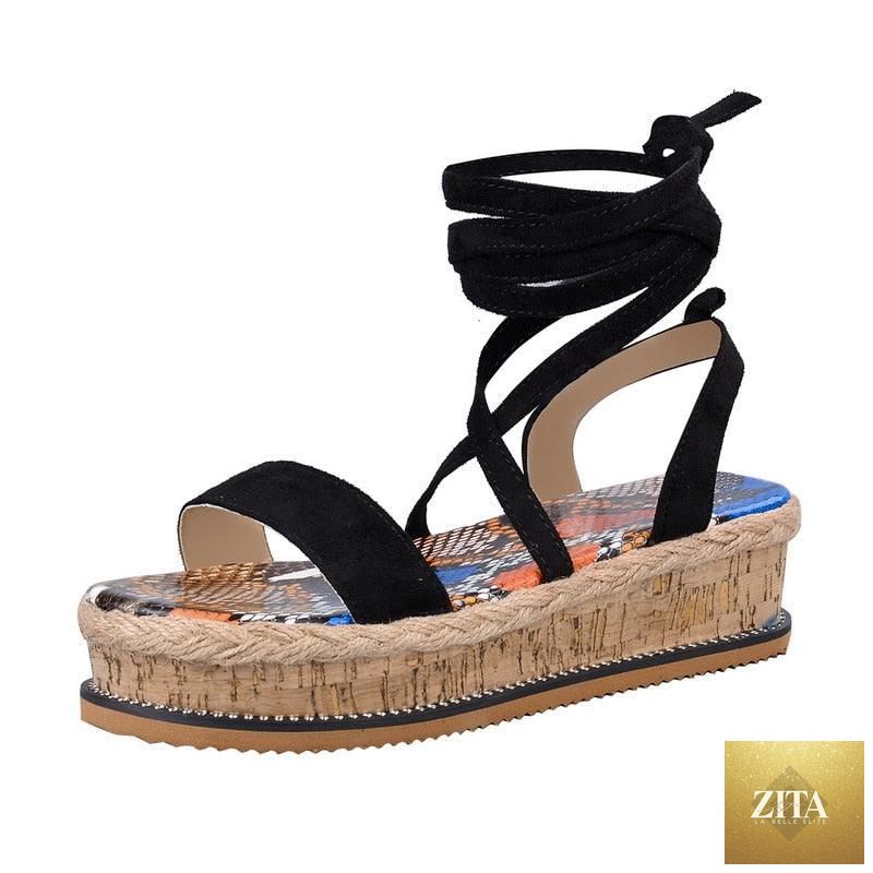 Stevvex women's summer platform sandals with candy-colored open-toe design, ankle strap, buckle, and espadrille style.