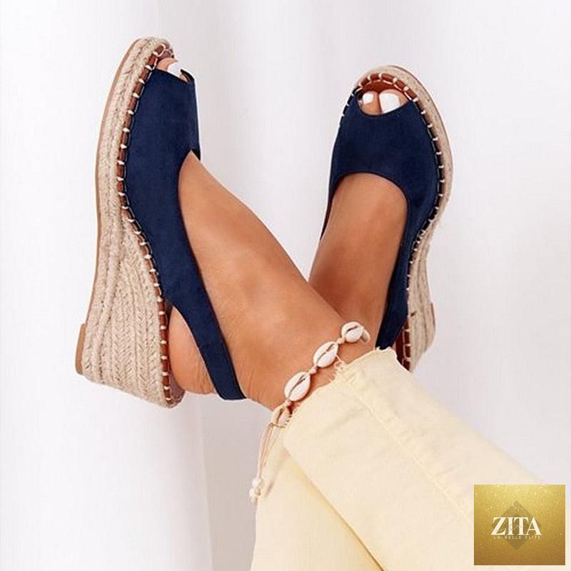 Stevvex women's summer platform sandals with candy-colored open-toe design, ankle strap, buckle, and espadrille style.