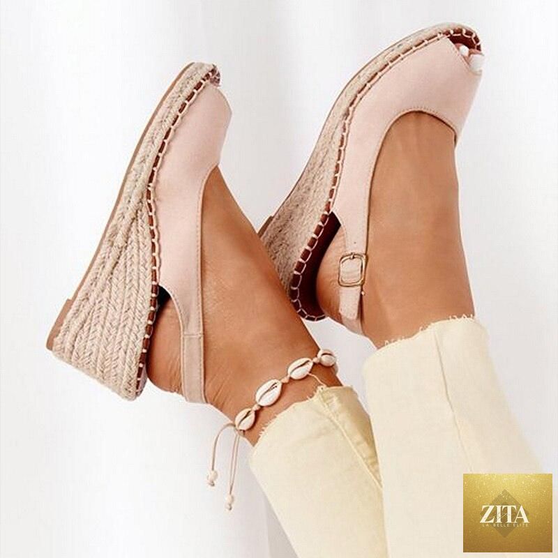 Stevvex women's summer platform sandals with candy-colored open toe design, ankle strap, buckle, and espadrille style.