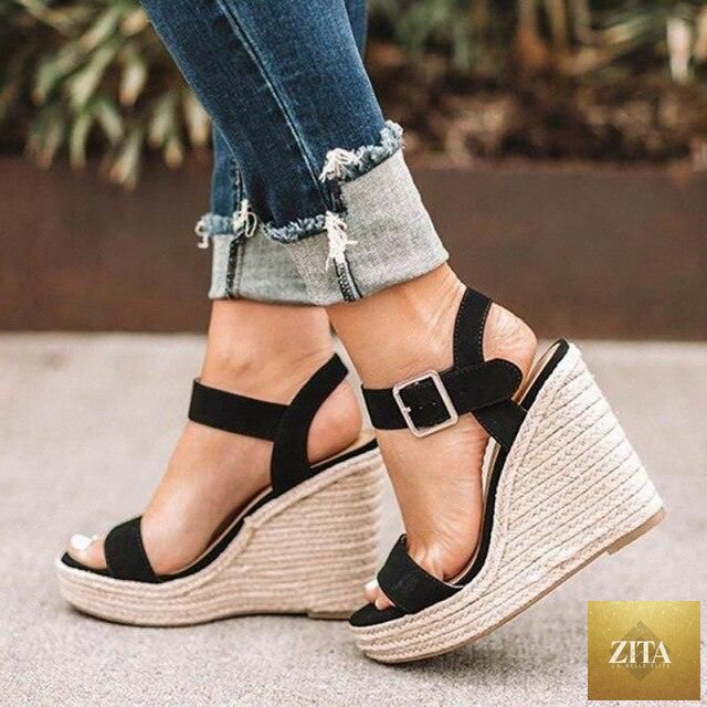 Stevvex women's summer platform sandals with candy color, open toe, slip-on straps, ankle buckle, and high heel for casual wear