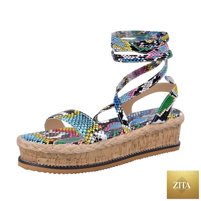 Stevvex women's summer platform sandals in candy color with open toe, ankle strap, buckle, and espadrille style.