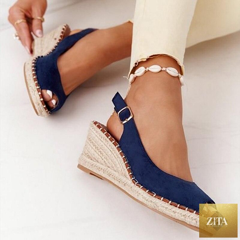 Stevvex women's summer platform sandals with candy colors, open toe, ankle strap, buckle, slip-on espadrille style, high heel.