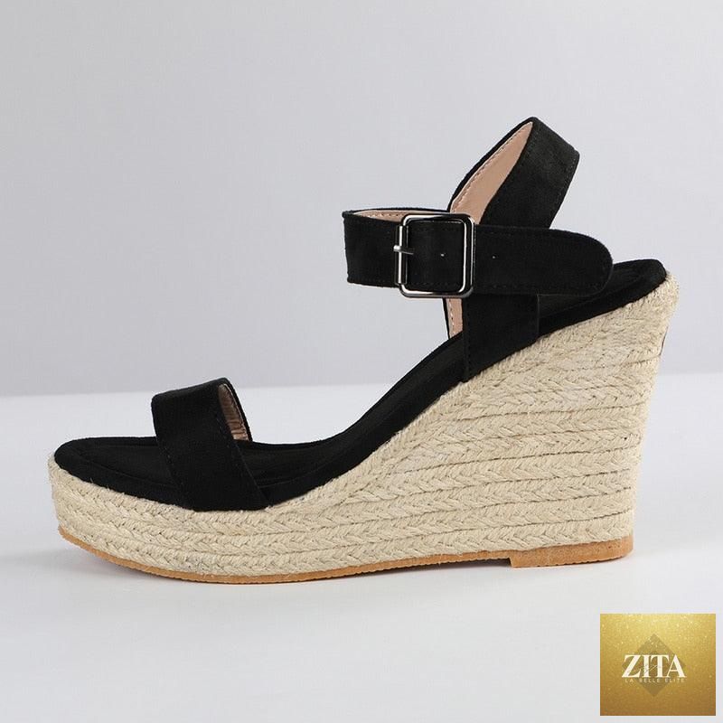 Stevvex women's summer platform sandals with candy colors, open toe, ankle strap, buckle, slip-on design, casual espadrille style.