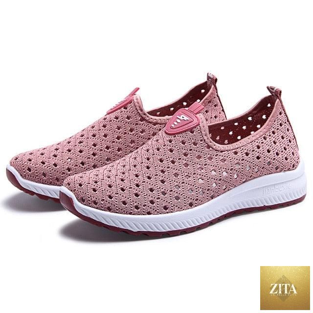 Stevvex women's summer sports espadrilles with breathable mesh, slip-on design, lightweight, stylish, non-slip walking shoes.