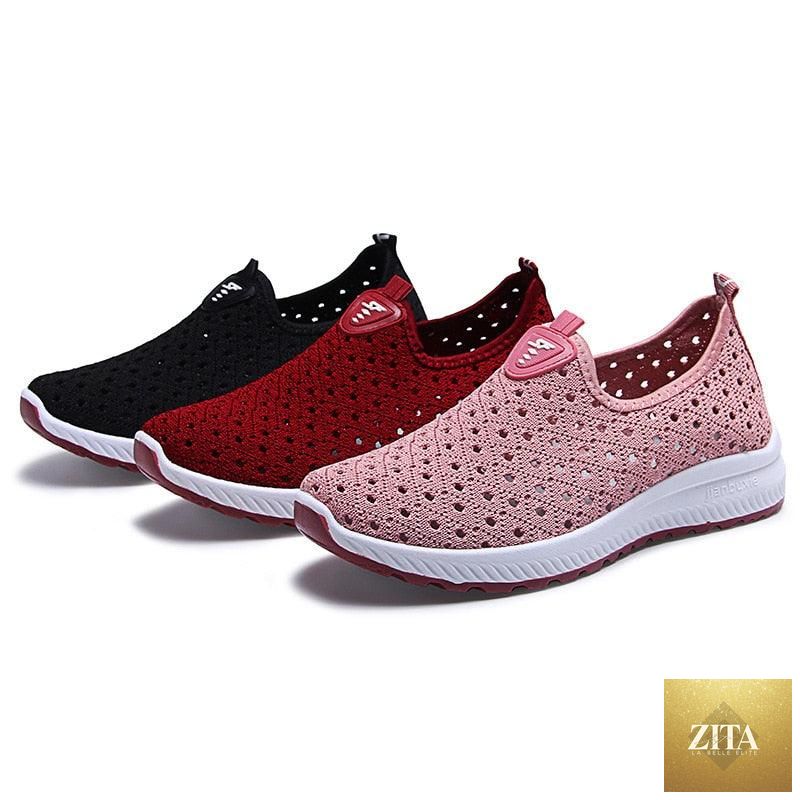 Stevvex women's summer sports espadrilles, breathable slip-on sneakers with mesh design, lightweight, non-slip, elegant walking shoes
