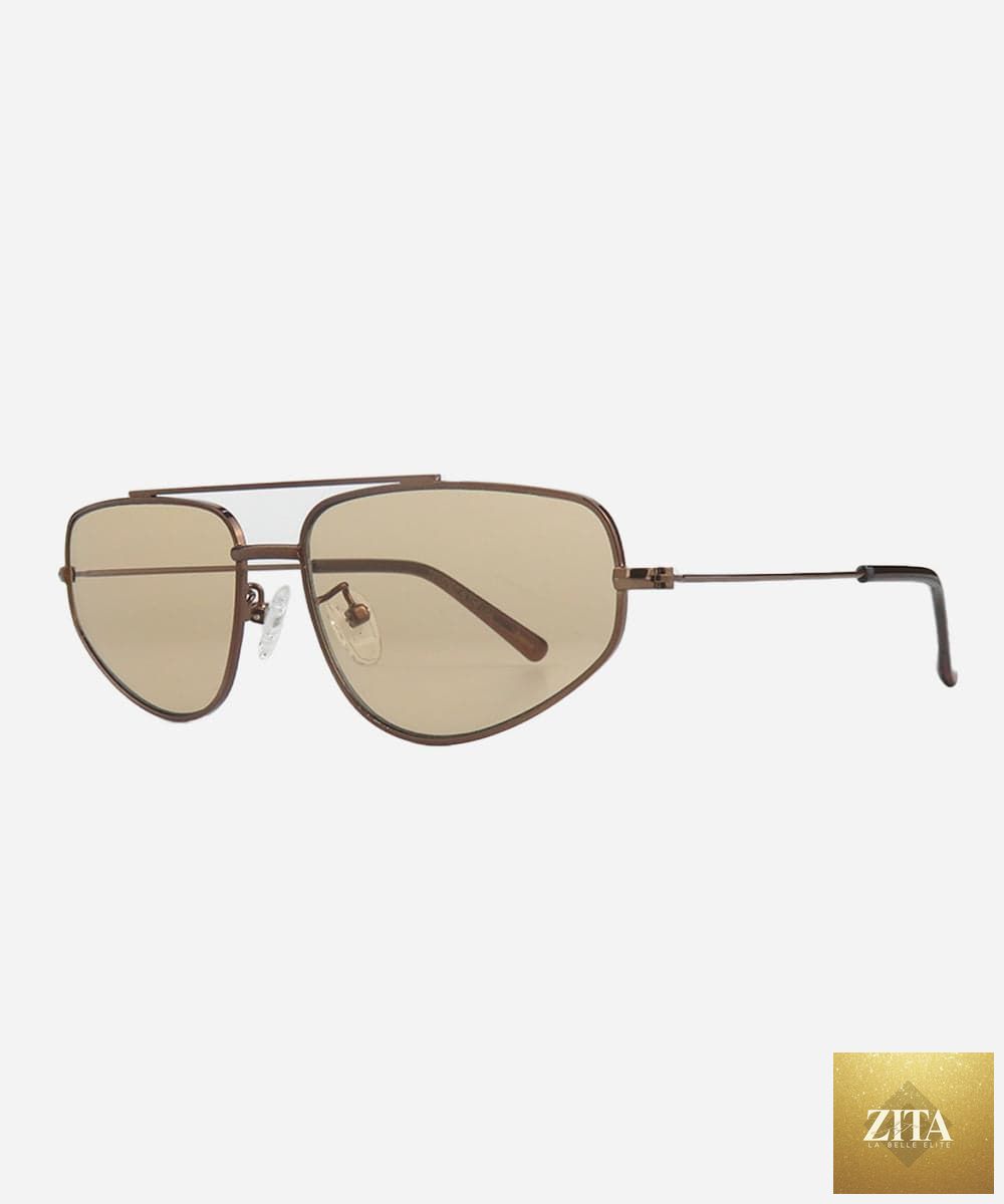 GIGI PIP Sienna Aviator Sunglasses with brown tinted lenses and metal frames, stylish and protective eyewear.