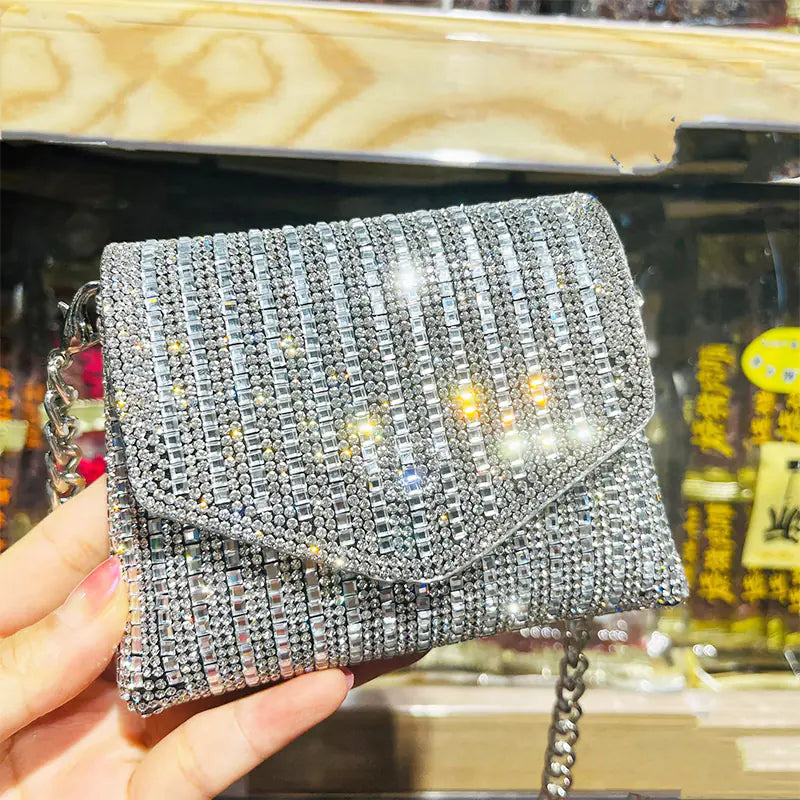 Bling Chain Crossbody Bag - Mini Rhinestone Evening Purse