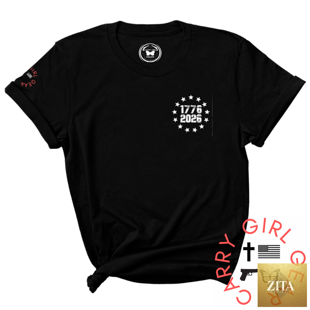 Black Carry Girl Gear THE 250 TEE in XS, unisex cut, showcasing a casual, comfortable fit and classic crewneck design.