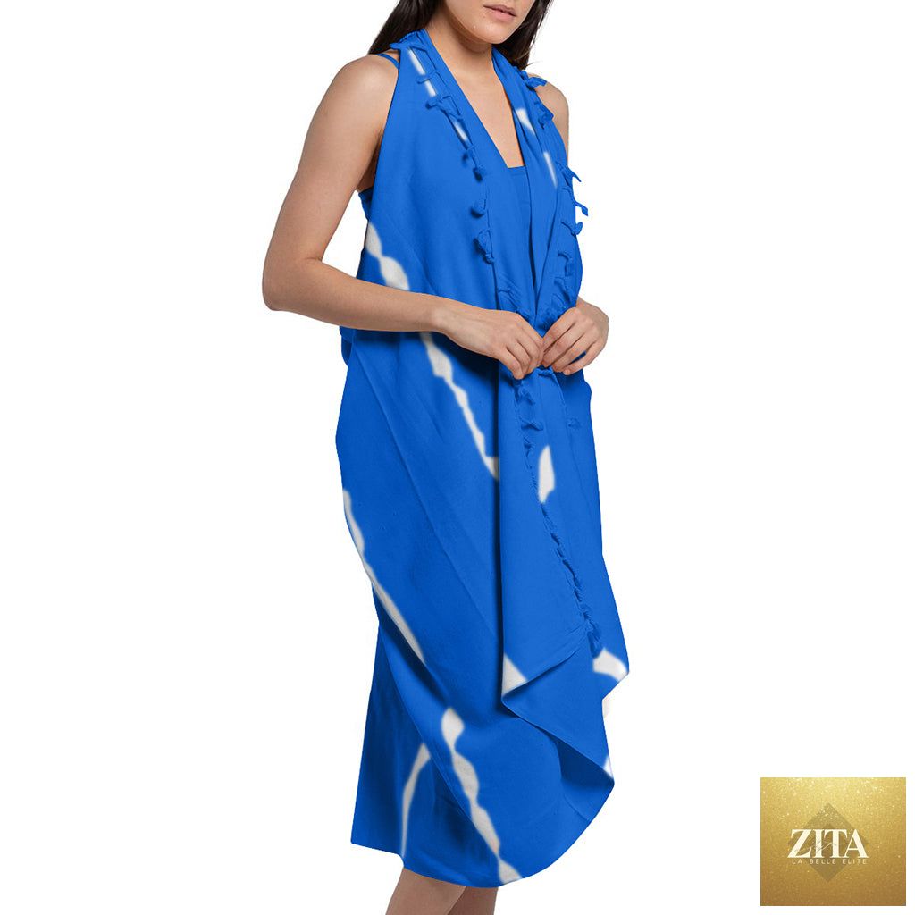 Women's tie-dye Turkish cotton kimono cover-up tunic by BandsCo Straps, quick-dry bamboo blend fabric, perfect for summer fashion.