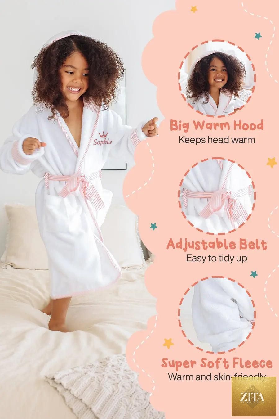 Soft plush toddler robe by Lotus Linen, cozy and safe for kids, featuring a cute design and ultra-soft fabric for comfort.