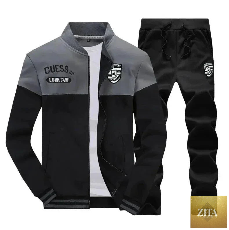 Mandotos men's casual pants and sweater set, comfortable two-piece outfit, relaxed fit, suitable for everyday wear.