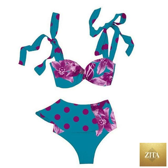 Stevvex two-piece women's push-up padded bra bikini set with ruffles, low-rise bandage swimwear for beach and pool wear.