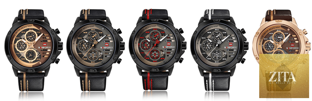 Men's Stevvex sports waterproof wristwatch with chronometers and leather belt, showcasing a multifunctional, unique design.
