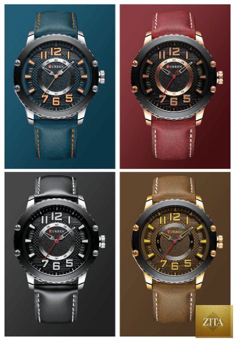 Men's waterproof sport watch with leather belts from Stevvex, large numbered dial, unique design, suitable for active wear.