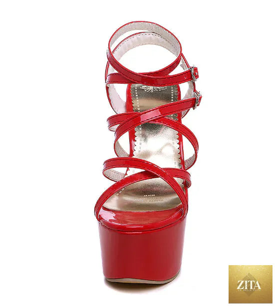 Elegant black strappy high heels with stiletto design, women's shoes by Trendy Attic Store01, showcasing sleek, stylish footwear.