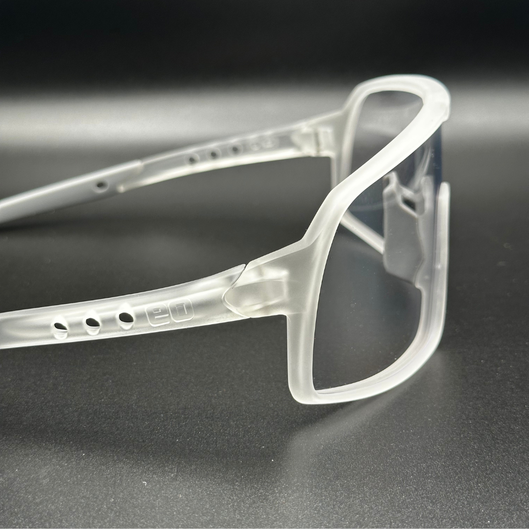 Eastern Outer Mojave sunglasses with photochromic lenses, close-up view showing stylish frame and lens details.