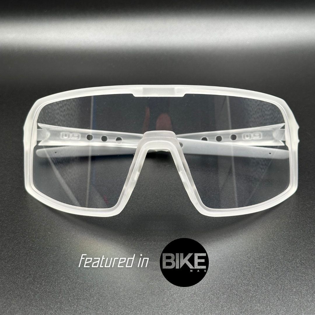 Eastern Outer Mojave sunglasses with photochromic lenses, featuring sleek vapor-colored frames and clear lens view.