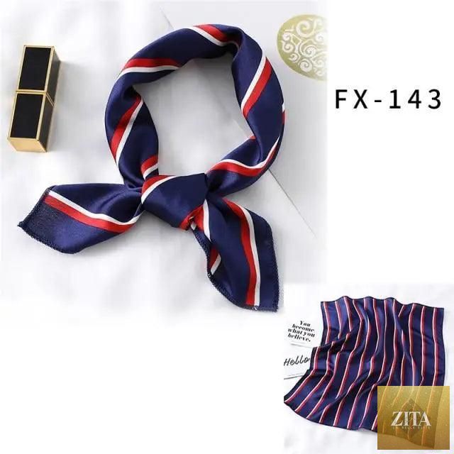 Fashionable printed square silk scarf for women, versatile accessory for neck, hair, or shawl styling by Stevvex.