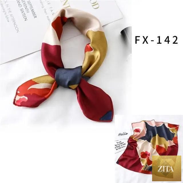 Stevvex square silk scarf for women, printed and versatile, used as a neck scarf, hair band, or shawl, with stylish design.