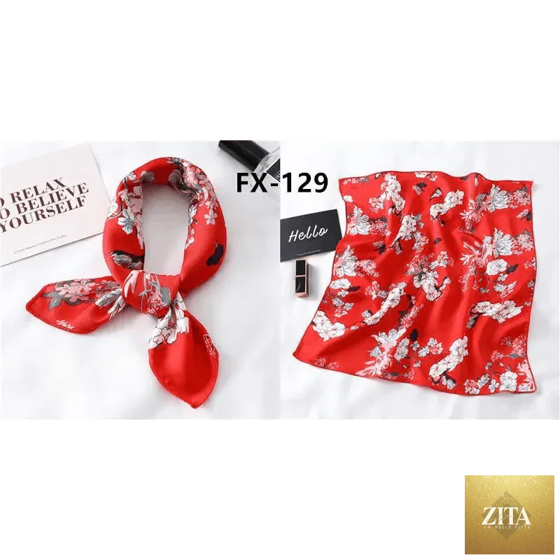 Fashionable printed square silk scarf for women, versatile neck accessory, ideal as hair band, foulard, or shawl by Stevvex.