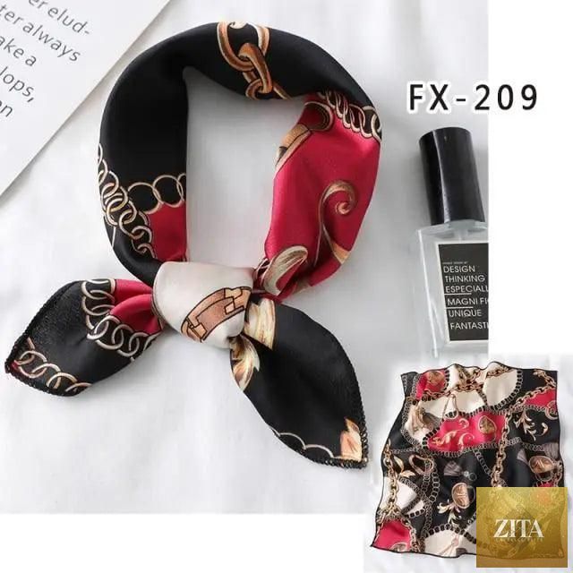 Stevvex square silk scarf with colorful printed design, versatile accessory for women to wear as a neck scarf or hair band.