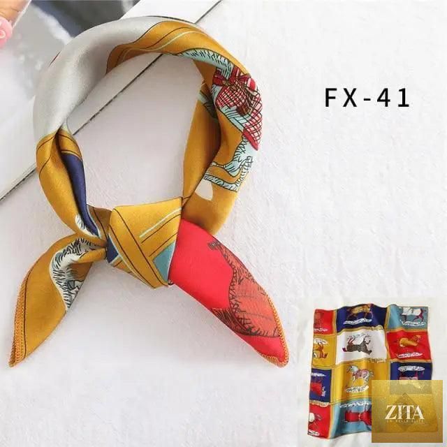 Stevvex square silk scarf for women, printed and versatile, worn as a neck scarf, hair band, or shawl, with a stylish design.